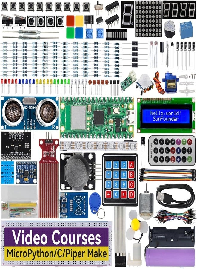 SunFounder Raspberry Pi Pico W Ultimate Starter Kit with Online Tutorials, RoHS Compliant, 450+ Items, 117 Projects, MicroPython, C/C++ (Compatible with Arduino IDE) - Image 1